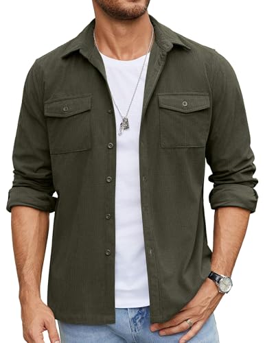 COOFANDY Men's Button Down Waffle Shirt Jacket Casual Long Sleeve